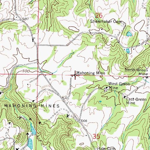 Topographic Map of Mahoning Mine, IL