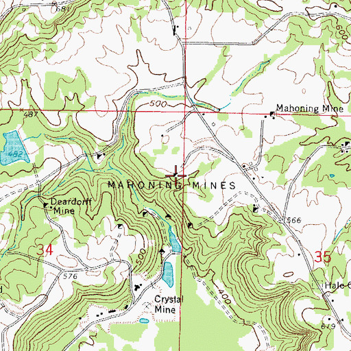 Topographic Map of Mahoning Mines, IL
