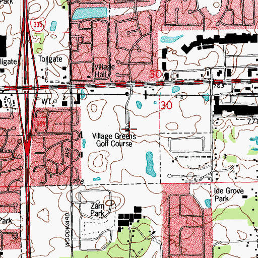 Topographic Map of Maplecrest Lake Golf Club, IL
