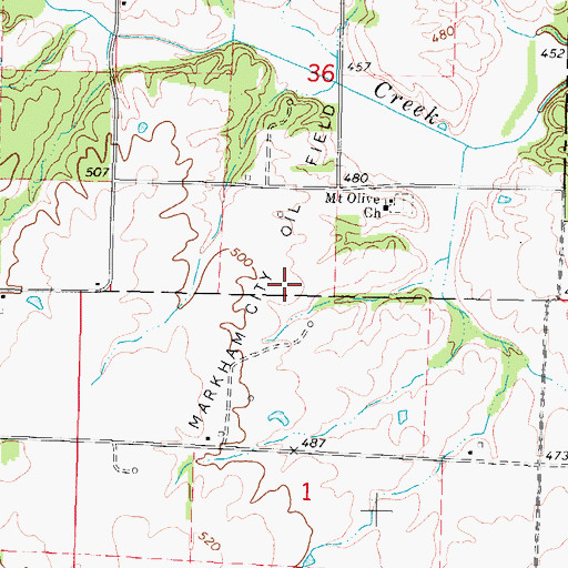 Topographic Map of Markham City Oil Field, IL
