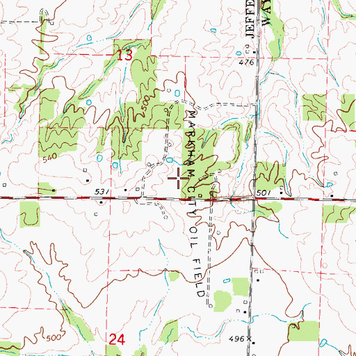 Topographic Map of Markham City Oil Field, IL