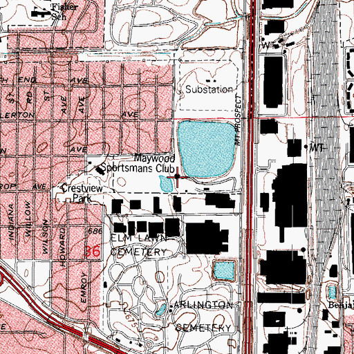Topographic Map of Maywood Sportsmans Club, IL