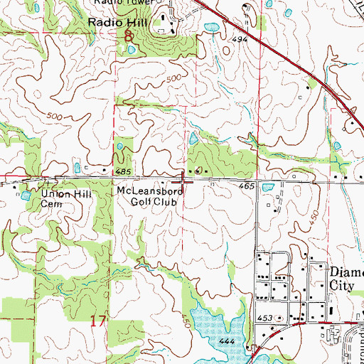 Topographic Map of McLeansboro Golf Club, IL