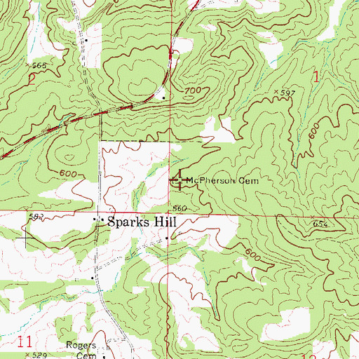 Topographic Map of McPherson Cemetery, IL