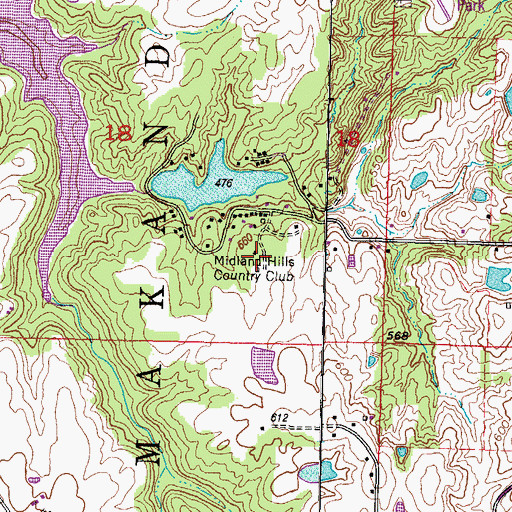 Topographic Map of Midland Hills Country Club, IL