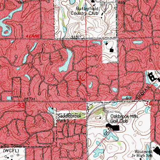 Topographic Map of Midwest Golf Club, IL