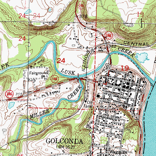 Topographic Map of Miller Creek, IL