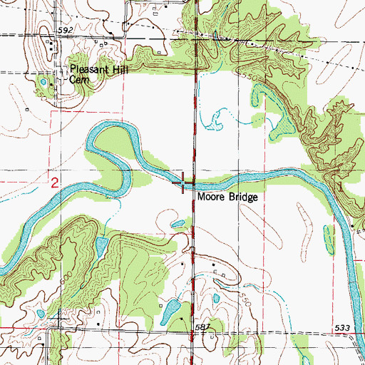 Topographic Map of Moore Bridge, IL