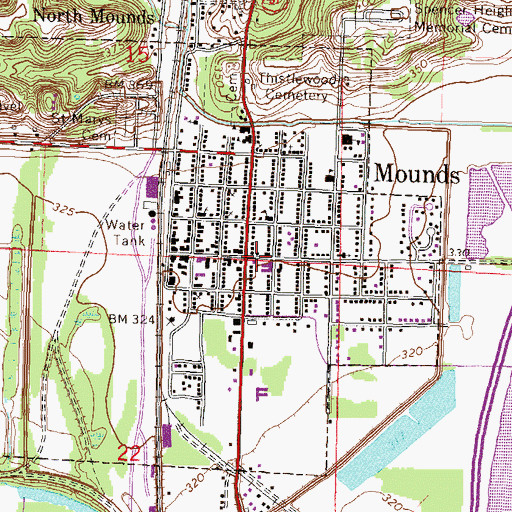 Topographic Map of Mounds, IL