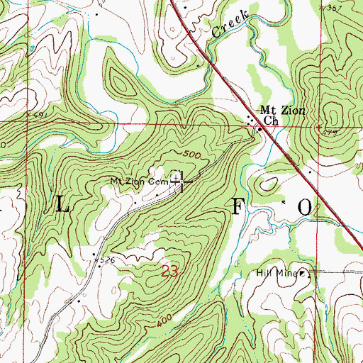 Topographic Map of Mount Zion Cemetery, IL