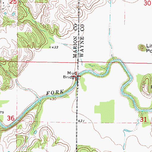 Topographic Map of Mud Bridge, IL