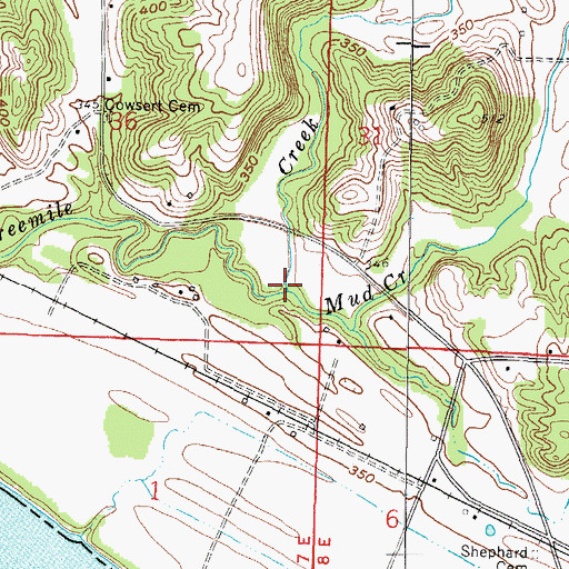 Topographic Map of Mud Creek, IL