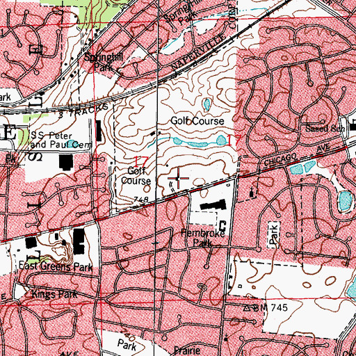 Topographic Map of Naperville Country Club, IL