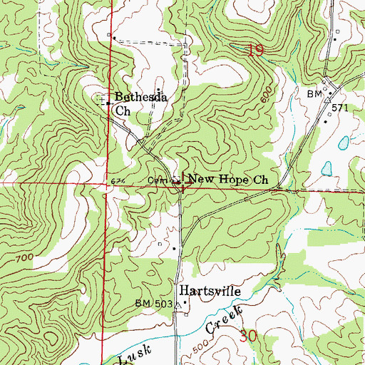 Topographic Map of New Hope Church, IL