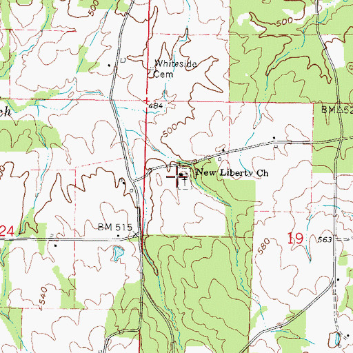 Topographic Map of New Liberty Church, IL