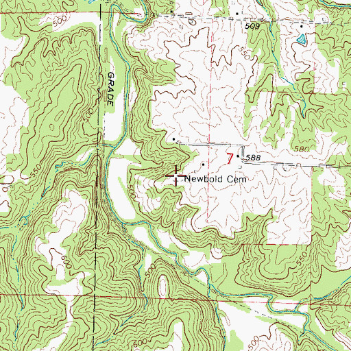 Topographic Map of Newbold Cemetery, IL