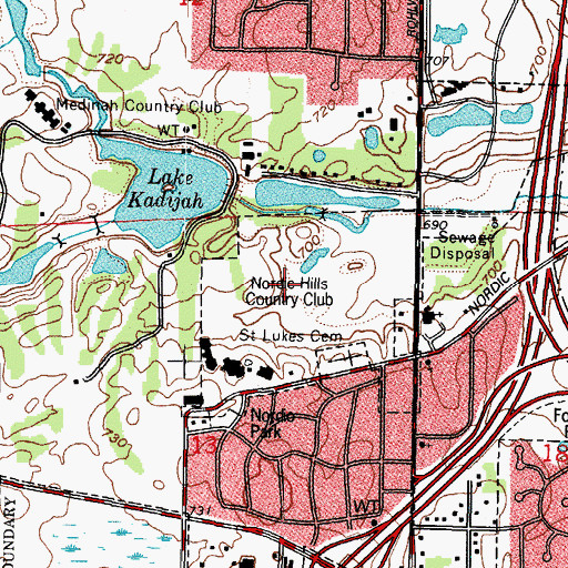 Topographic Map of Nordic Hills Country Club, IL