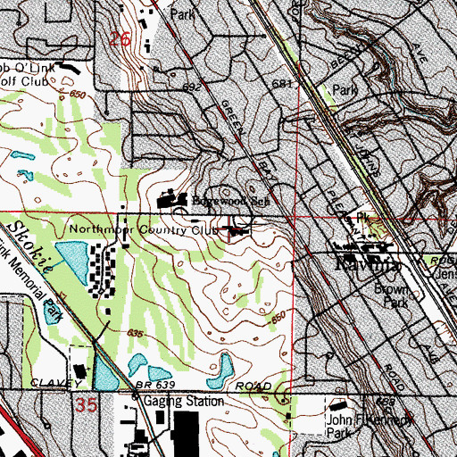 Topographic Map of Northmoor Country Club, IL
