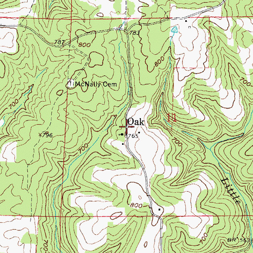 Topographic Map of Oak, IL