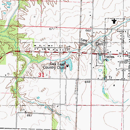 Topographic Map of Oak Leaf Country Club, IL