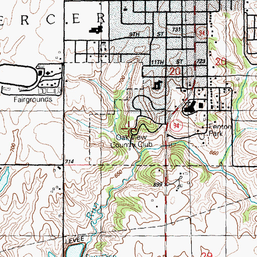 Topographic Map of Oak View Country Club, IL