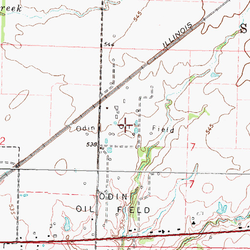Topographic Map of Odin Oil Field, IL