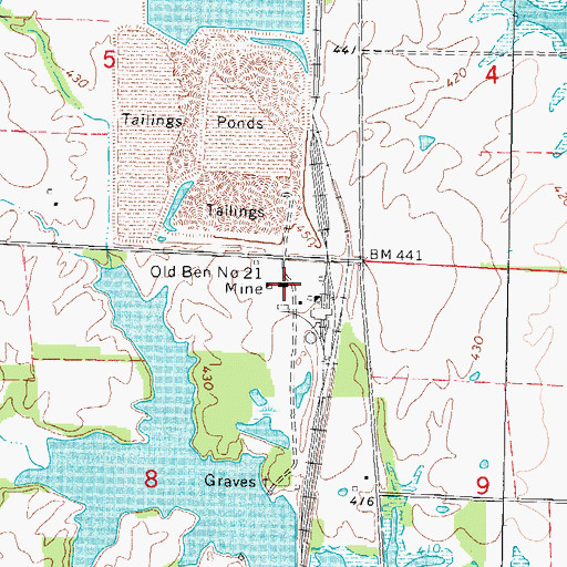 Topographic Map of Old Ben Number 21 Mine, IL