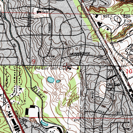 Topographic Map of Old Elm Golf Club, IL