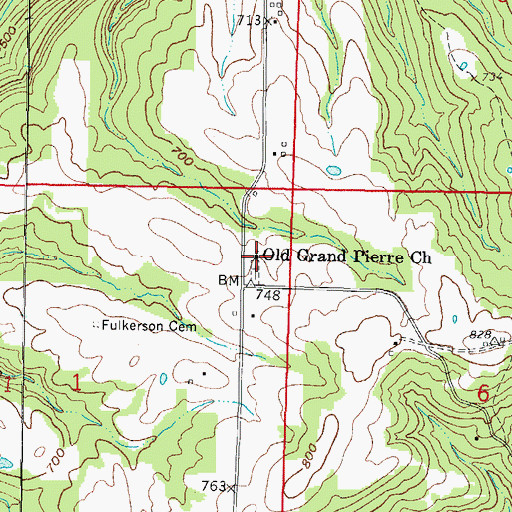 Topographic Map of Old Grand Pierre Church, IL