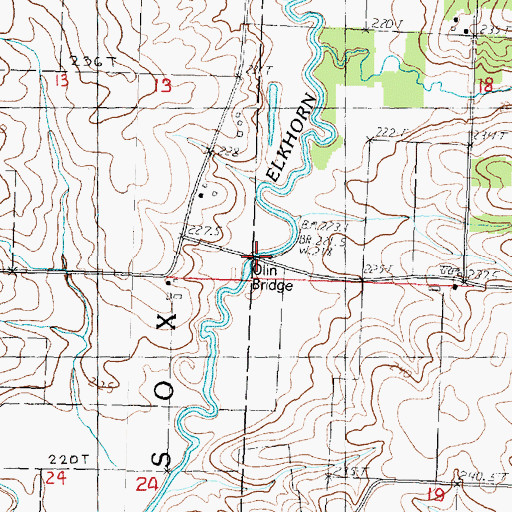 Topographic Map of Olin Bridge, IL