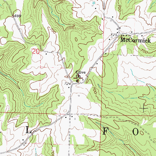 Topographic Map of Olive Church, IL