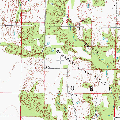 Topographic Map of Orchardville Oil Field, IL