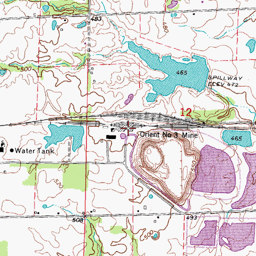 Topographic Map of Orient Number 3 Mine, IL
