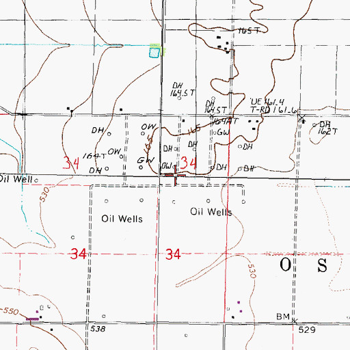 Topographic Map of Oskaloosa Oil Field, IL