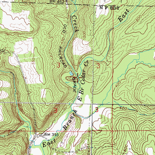 Topographic Map of Ozark Creek, IL