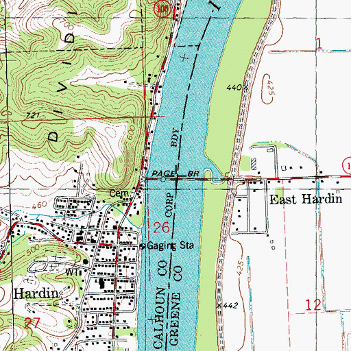 Topographic Map of Page Bridge, IL