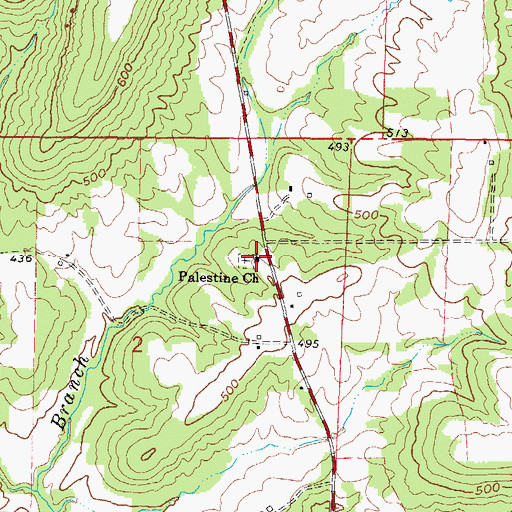 Topographic Map of Palestine Church, IL