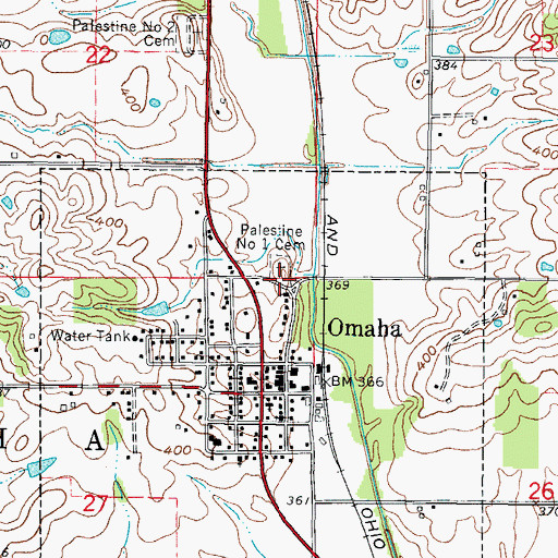 Topographic Map of Palestine Number 1 Cemetery, IL