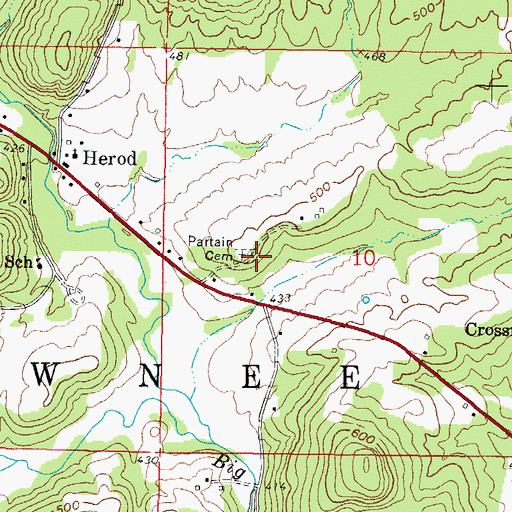 Topographic Map of Partain Cemetery, IL