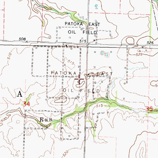 Topographic Map of Patoka East Oil Field, IL