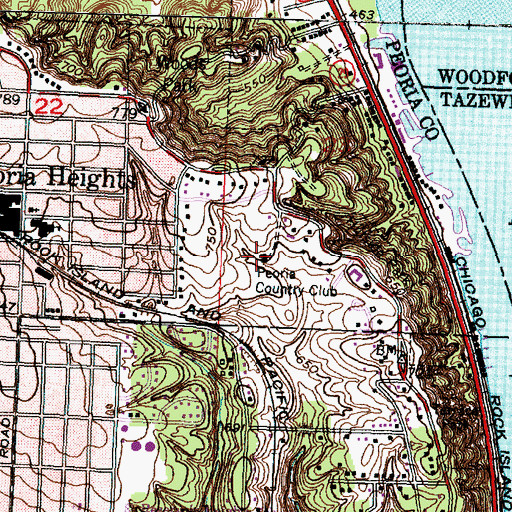 Topographic Map of Peoria Country Club, IL
