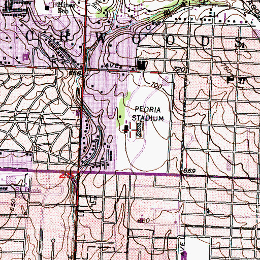 Topographic Map of Peoria Stadium, IL