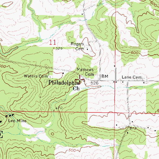 Topographic Map of Philadelphia Church, IL