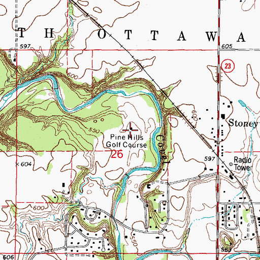 Topographic Map of Pine Hills Golf Course, IL