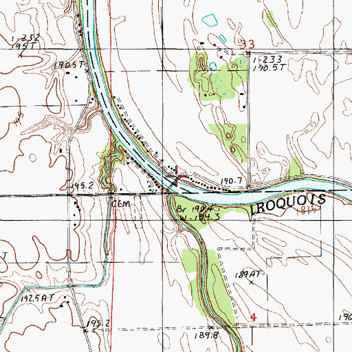 Topographic Map of Plato Bridge, IL