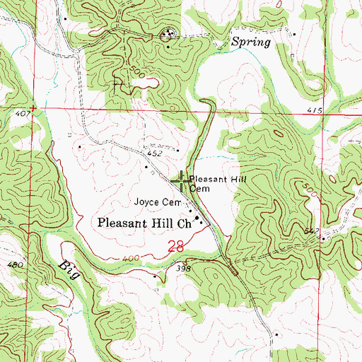 Topographic Map of Pleasant Hill Cemetery, IL