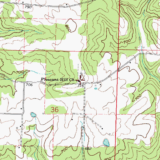 Topographic Map of Pleasant Hill Church, IL