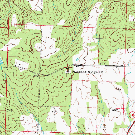 Topographic Map of Pleasant Ridge Church, IL