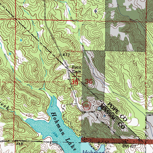 Topographic Map of Poco Cemetery, IL