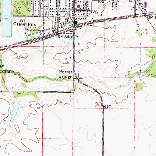 Topographic Map of Porter Bridge, IL